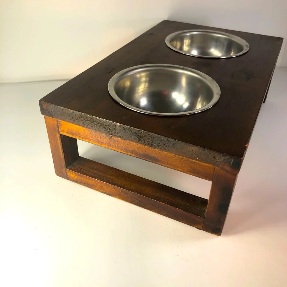 Great little animal water & food bowl. Wood & metal